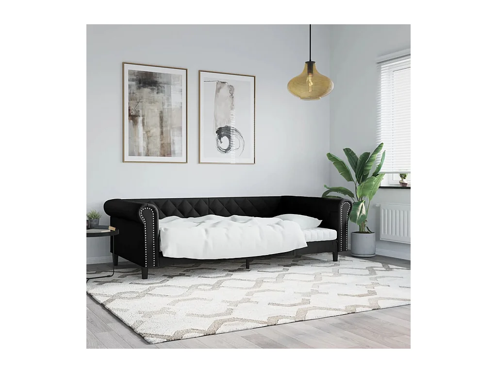 Lit - 100x200 cm noir similicuir WVGQ8149