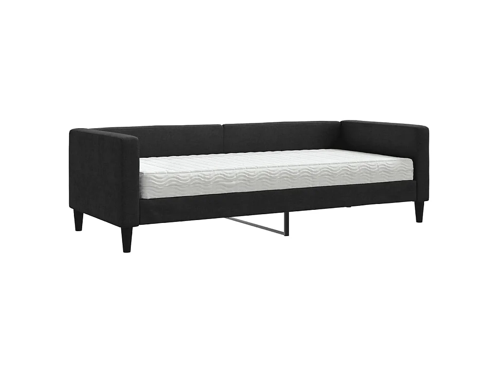Lit - 80x200 cm avec matelas noir tissu WVGQ3540