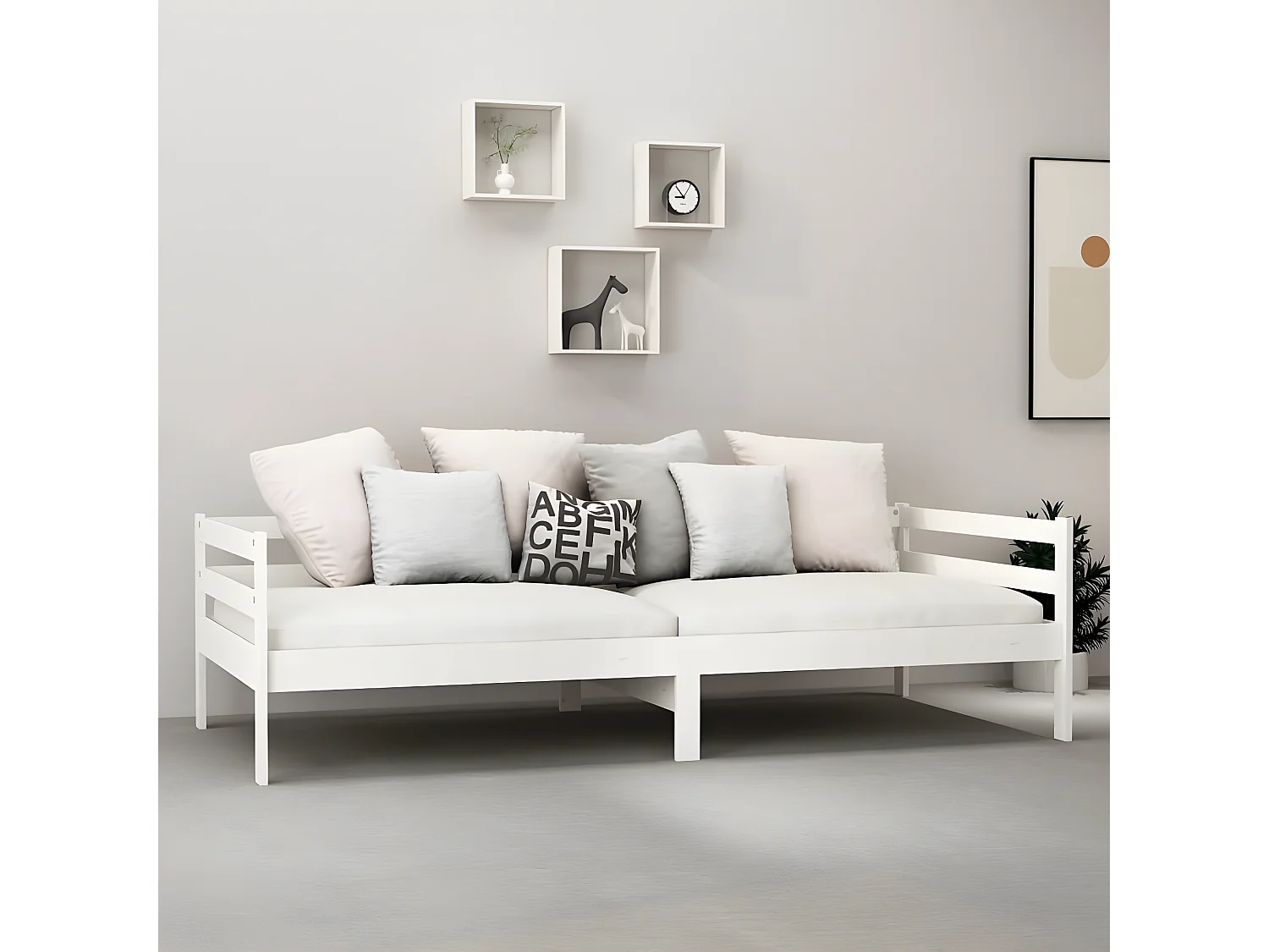 Lit - 90x200 cm Blanc Bois de pin massif WVGQ9223