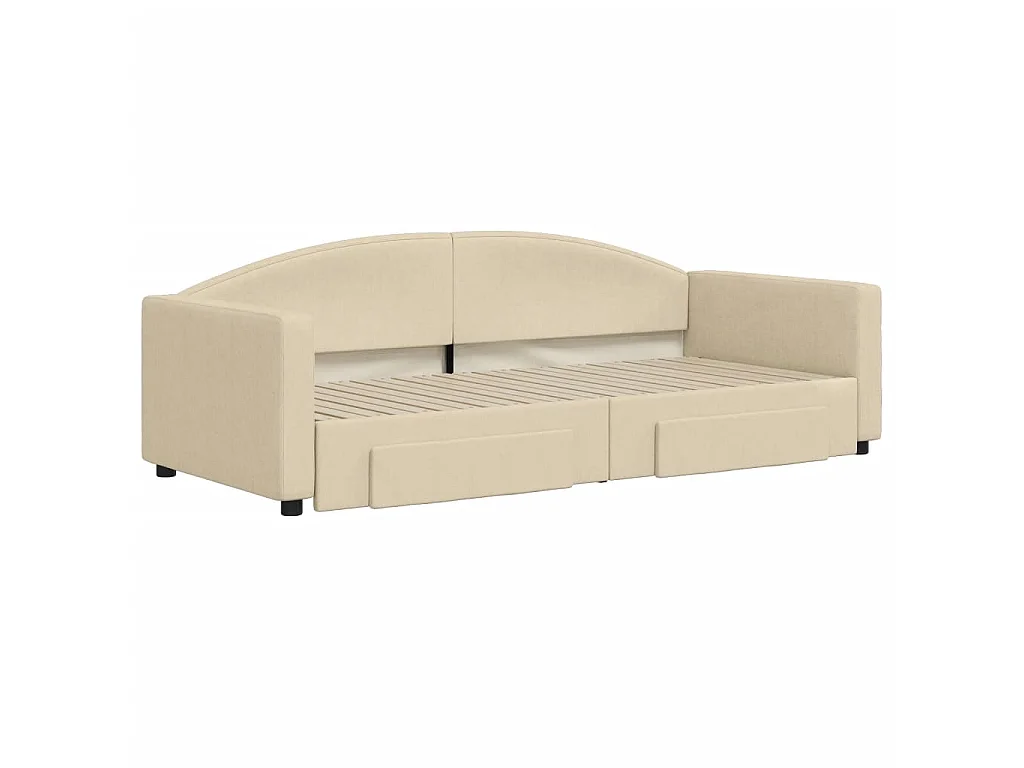 Cama dupla com gavetão e gavetas 90x200 cm tecido cor creme PT535691