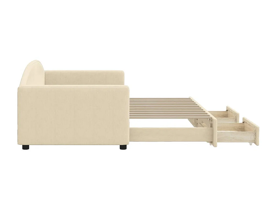 Cama dupla com gavetão e gavetas 90x200 cm tecido cor creme PT535691