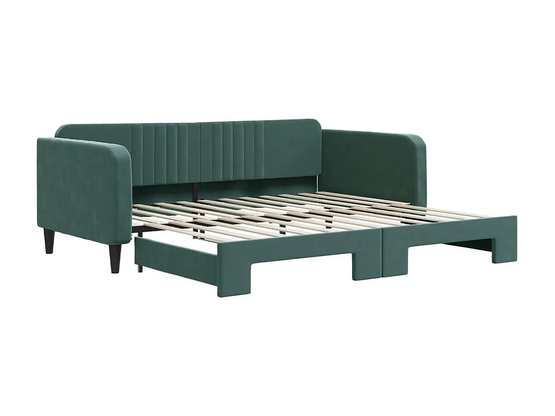 Lit gigogne vert foncé 100x200 cm velours ASW87537