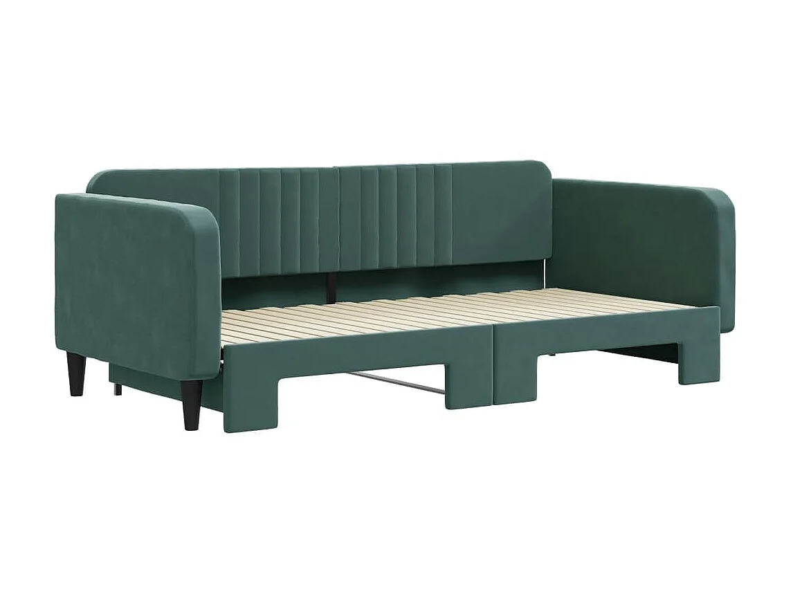 Lit gigogne vert foncé 100x200 cm velours ASW87537