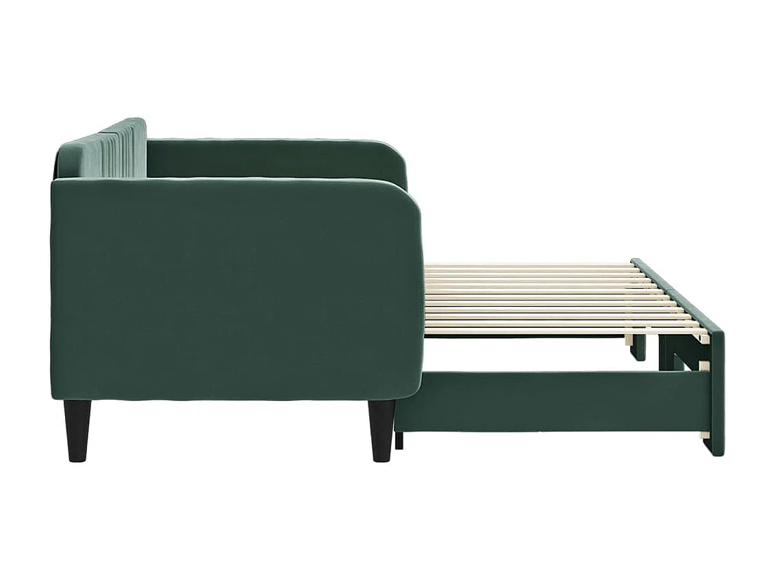 Lit gigogne vert foncé 80x200 cm velours WVGQ6386