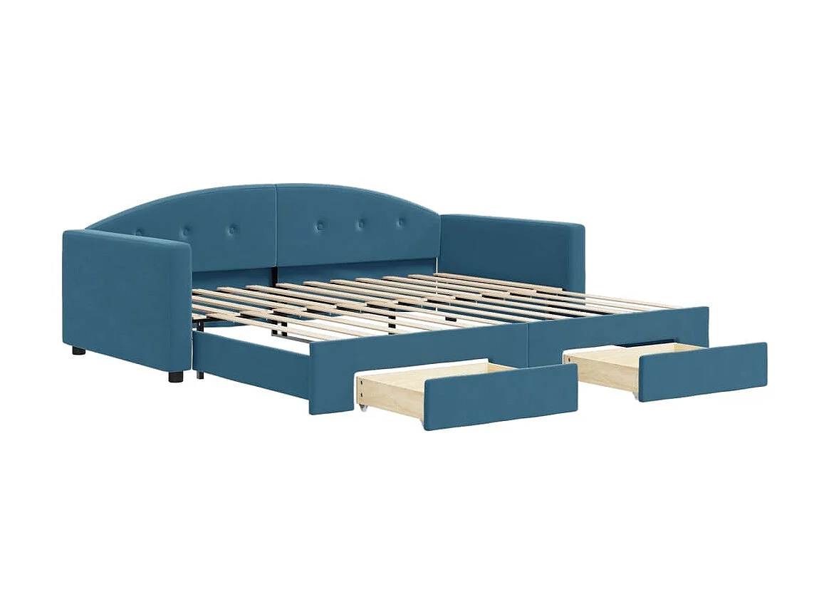 Cama nido con cajones terciopelo azul 100x200 cm ES529387