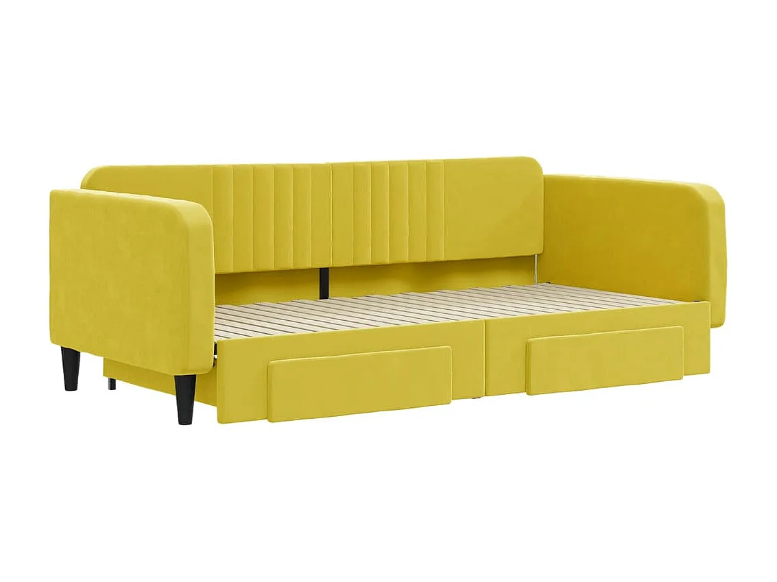 Tagesbett Ausziehbar,Ausziehbett mit Schubladen Gelb 100x200 cm Samt -gkd81187