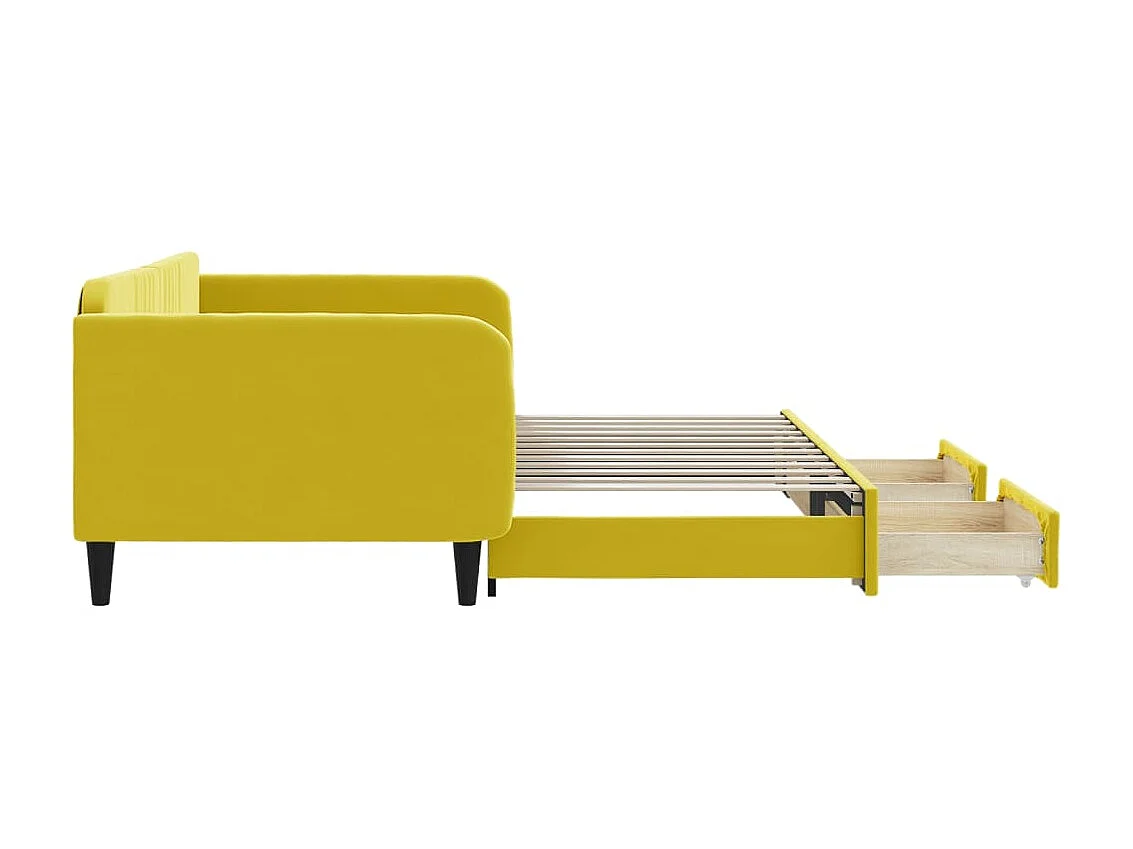 Tagesbett Ausziehbar,Ausziehbett mit Schubladen Gelb 100x200 cm Samt -gkd81187