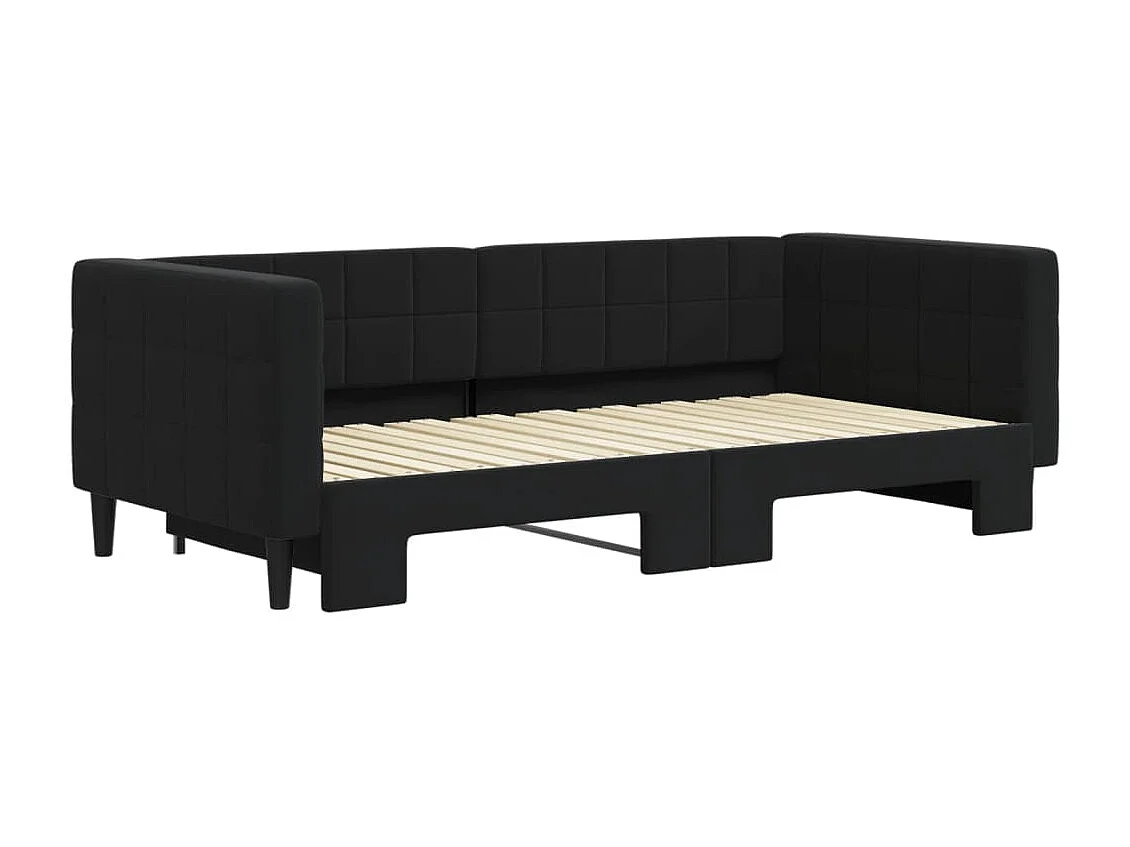 Tagesbett Ausziehbar,Ausziehbett Schwarz 90x190 cm Samt -gkd76107