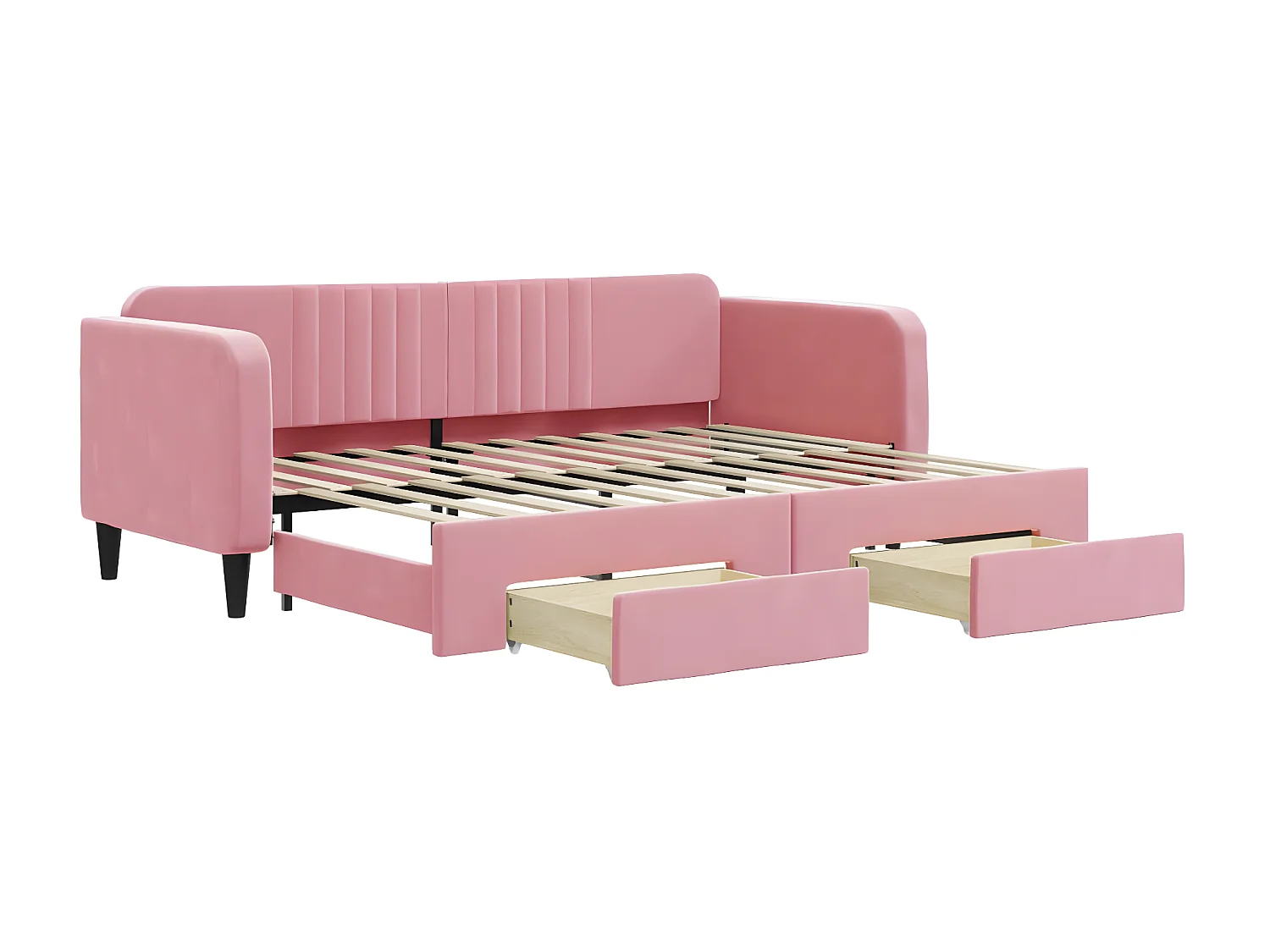 Tagesbett Ausziehbar,Ausziehbett mit Schubladen Rosa 80x200 cm Samt -gkd91192