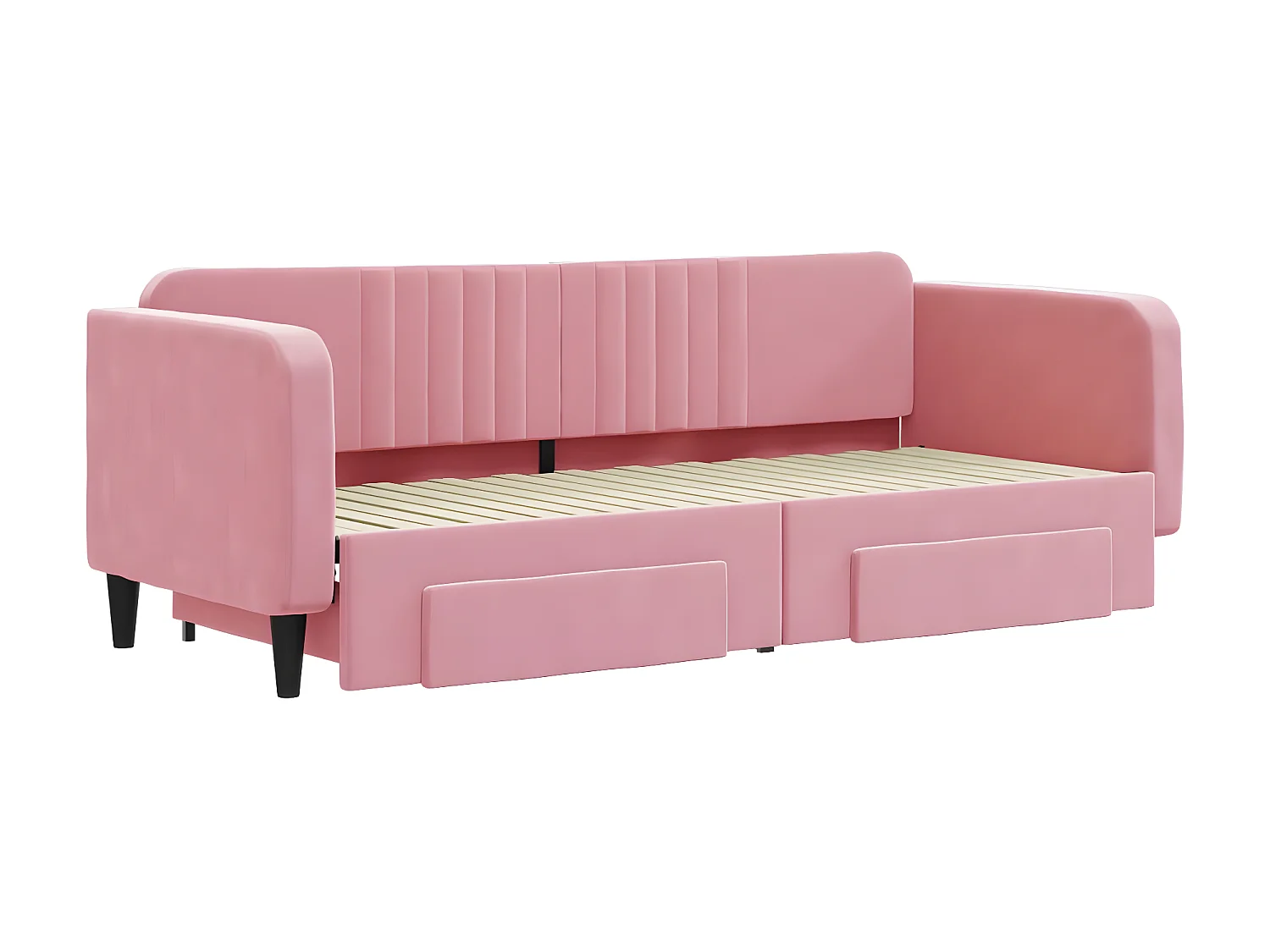 Tagesbett Ausziehbar,Ausziehbett mit Schubladen Rosa 80x200 cm Samt -gkd91192