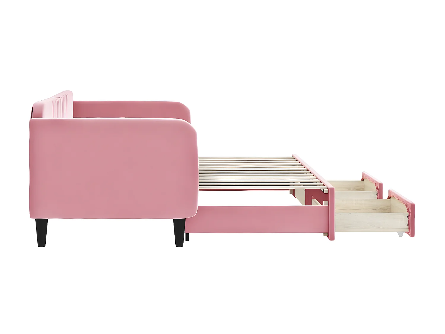 Tagesbett Ausziehbar,Ausziehbett mit Schubladen Rosa 80x200 cm Samt -gkd91192
