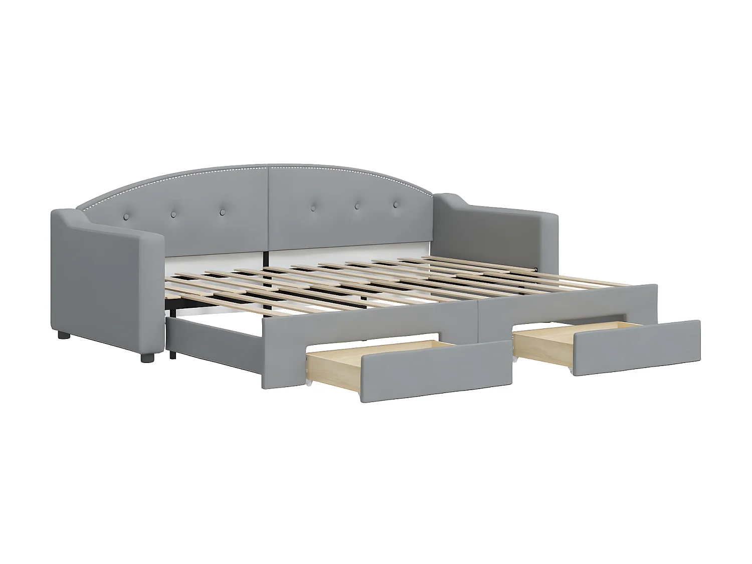 Cama dupla c/ gavetão e gavetas 80x200 cm tecido cinzento-claro PT419486