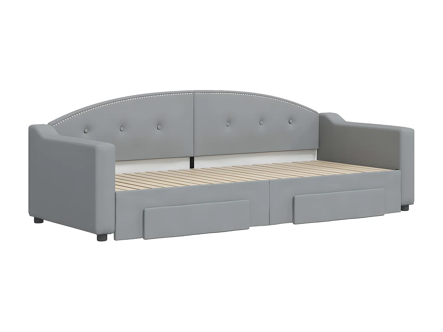 Cama dupla c/ gavetão e gavetas 80x200 cm tecido cinzento-claro PT419486