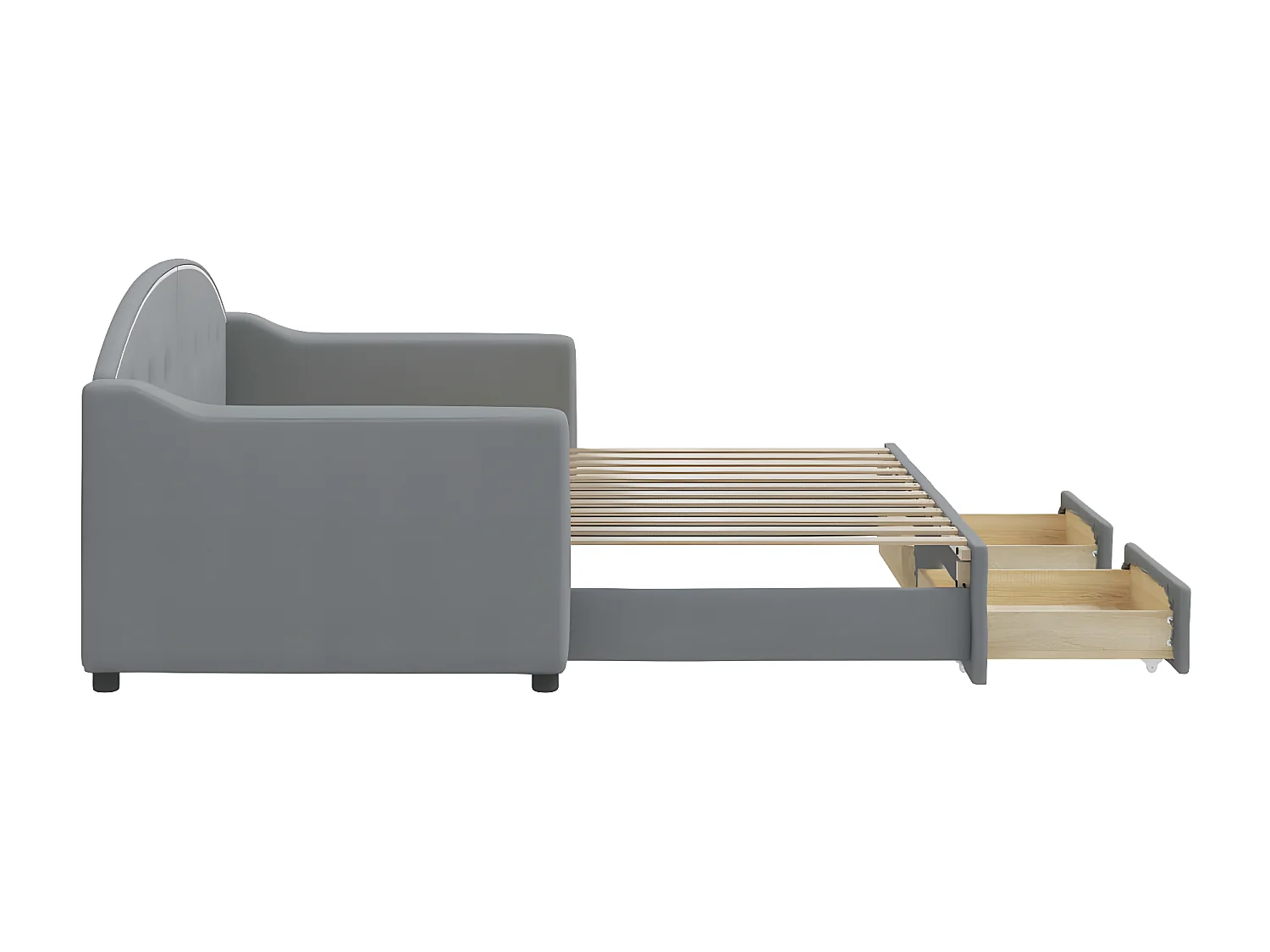 Cama dupla c/ gavetão e gavetas 80x200 cm tecido cinzento-claro PT419486