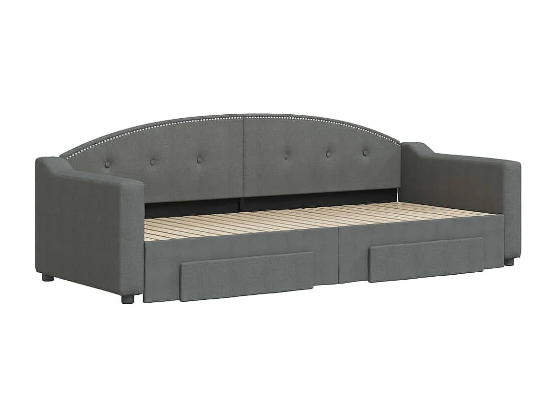Tagesbett Ausziehbar,Ausziehbett mit Schubladen Dunkelgrau 80x200 cm Stoff -gkd84061