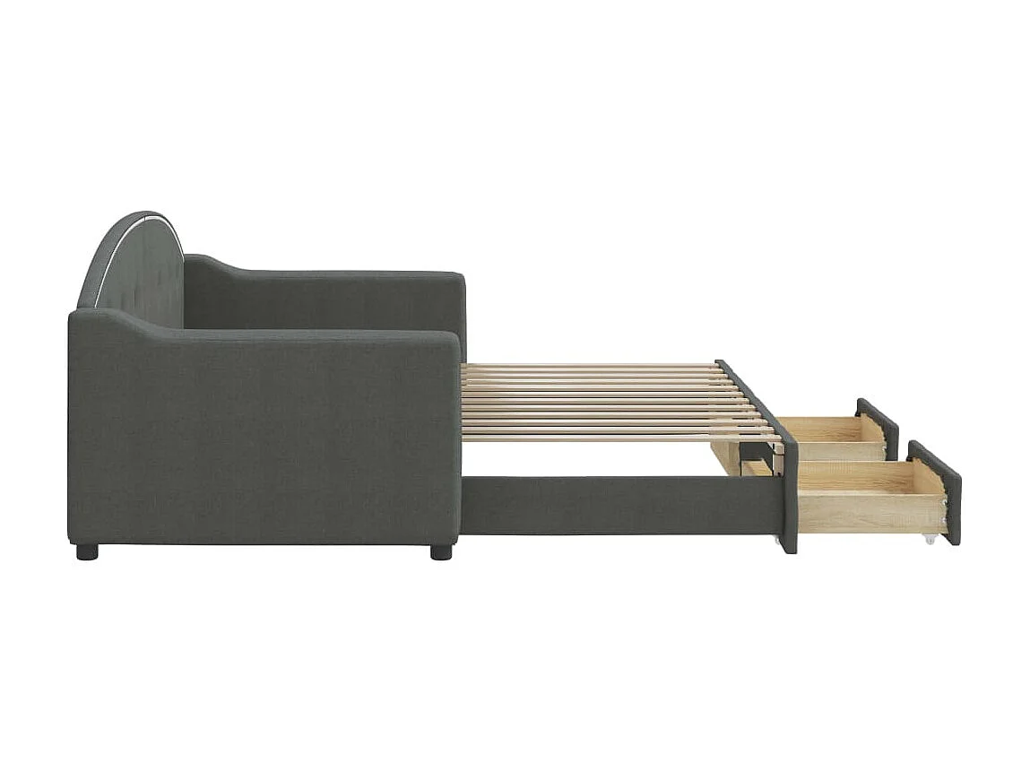 Tagesbett Ausziehbar,Ausziehbett mit Schubladen Dunkelgrau 80x200 cm Stoff -gkd84061
