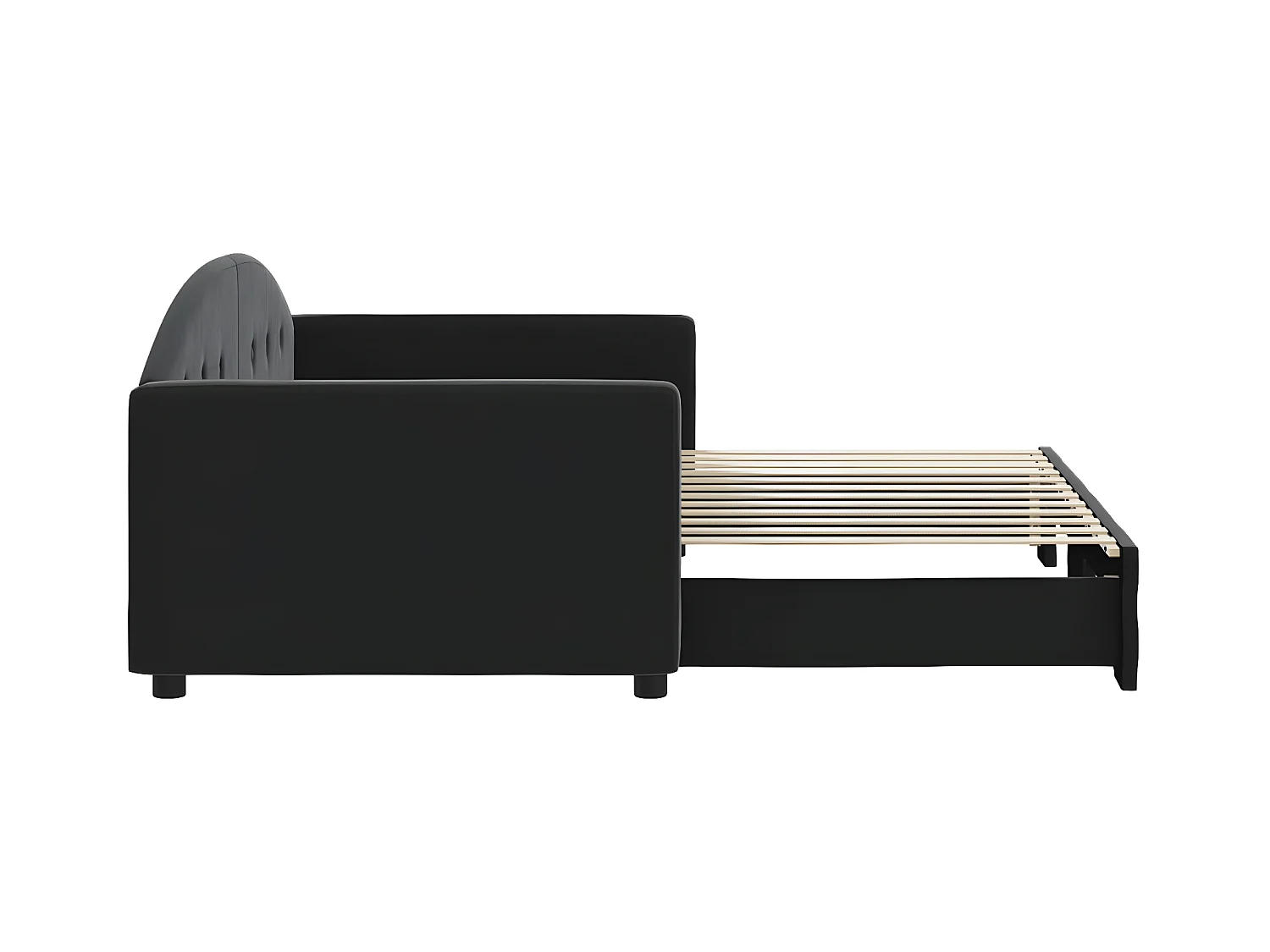 Lit gigogne noir 90x200 cm velours WVGQ8006