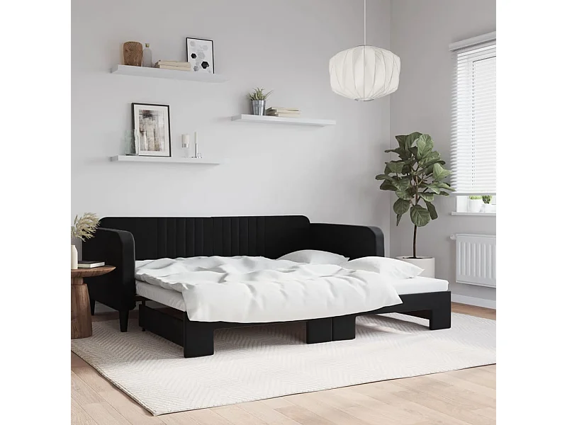 Lit gigogne noir 100x200 cm velours WVGQ6975