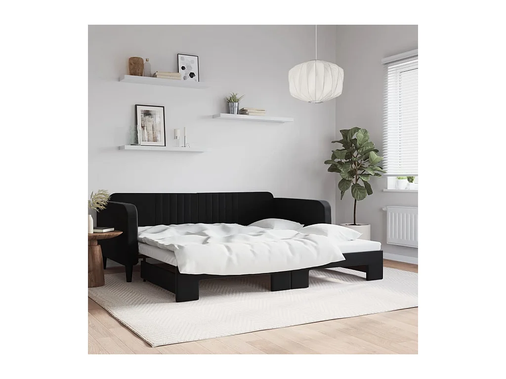Lit gigogne noir 100x200 cm velours WVGQ6975
