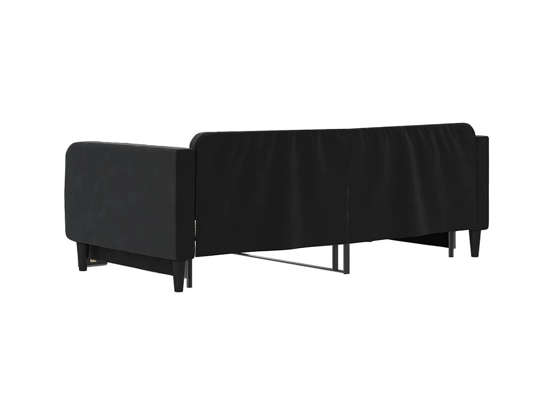 Slaapbank met onderschuifbed 100x200 cm fluweel zwart NL87251