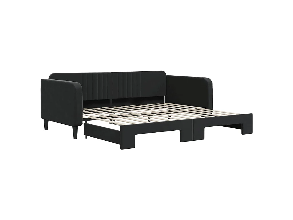 Lit gigogne noir 100x200 cm velours WVGQ6975