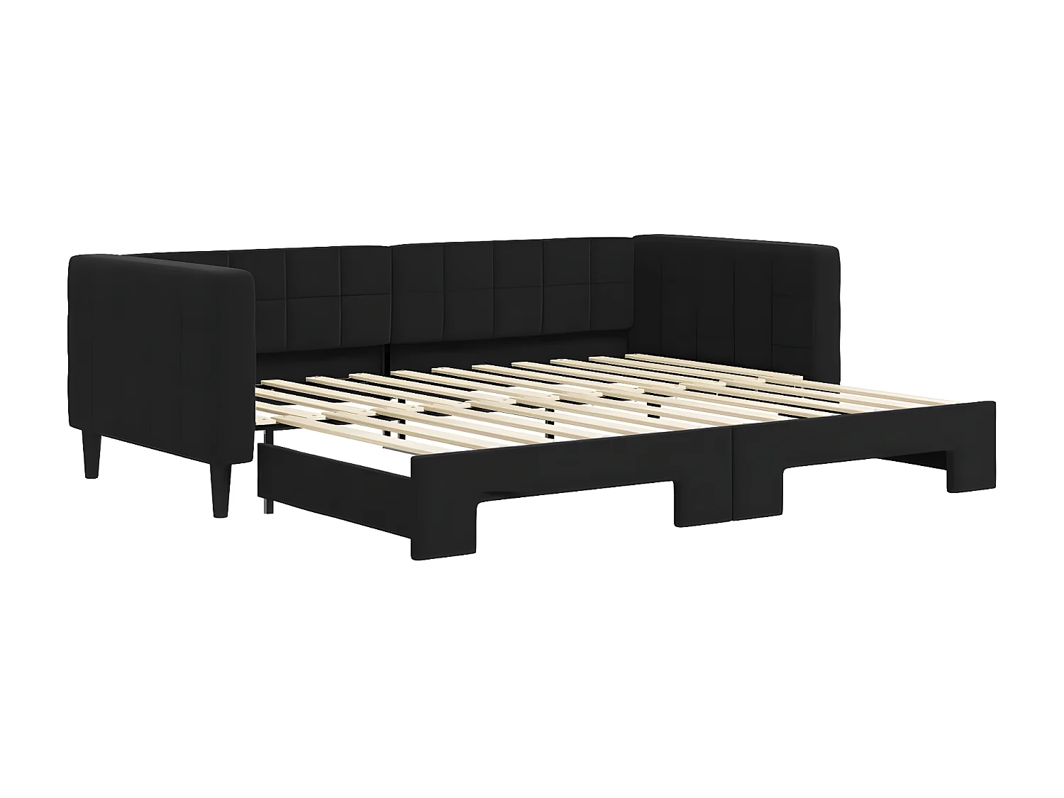Cama dupla com gavetão 90x200 cm veludo preto PT677971