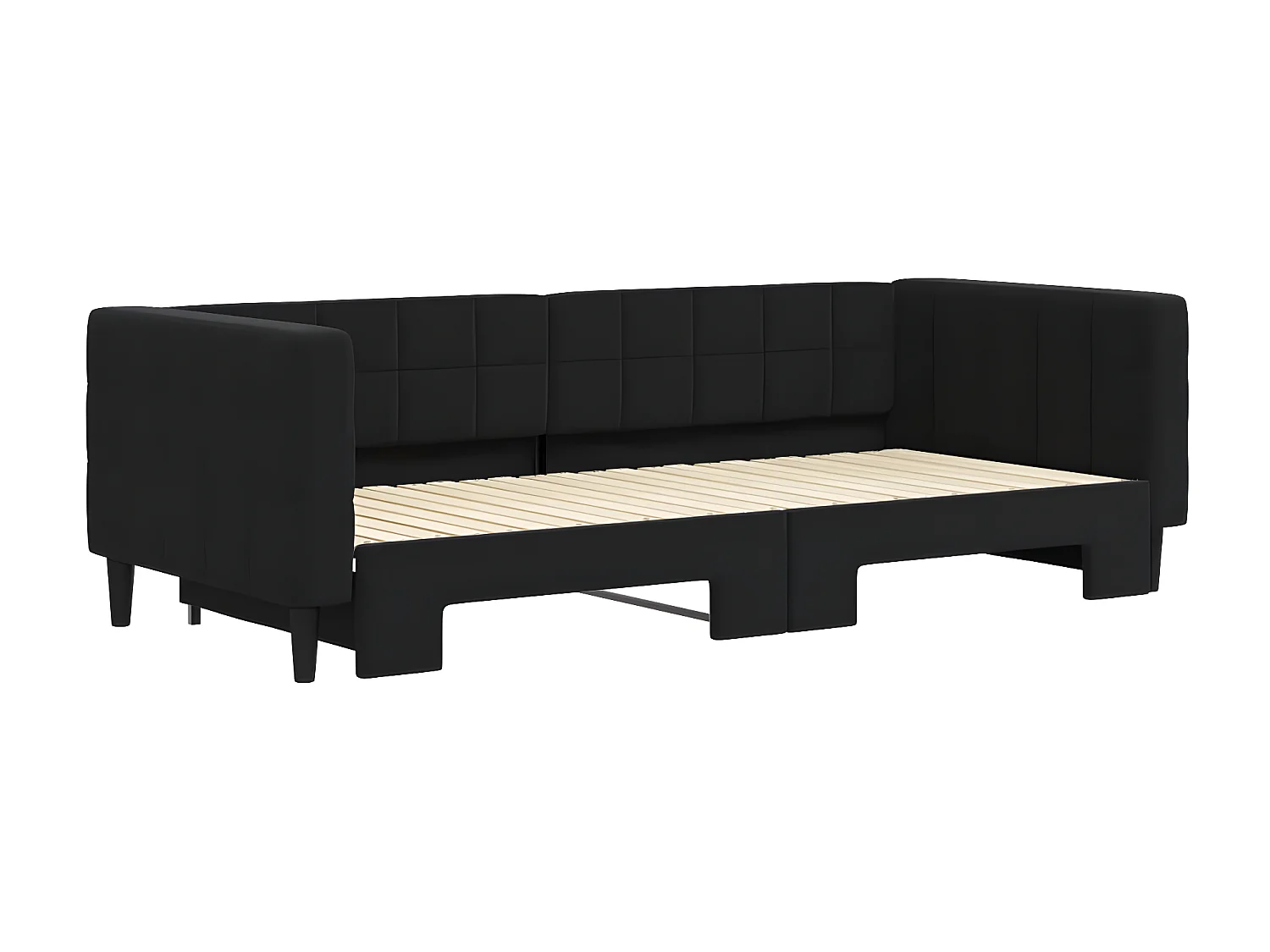 Cama dupla com gavetão 90x200 cm veludo preto PT677971