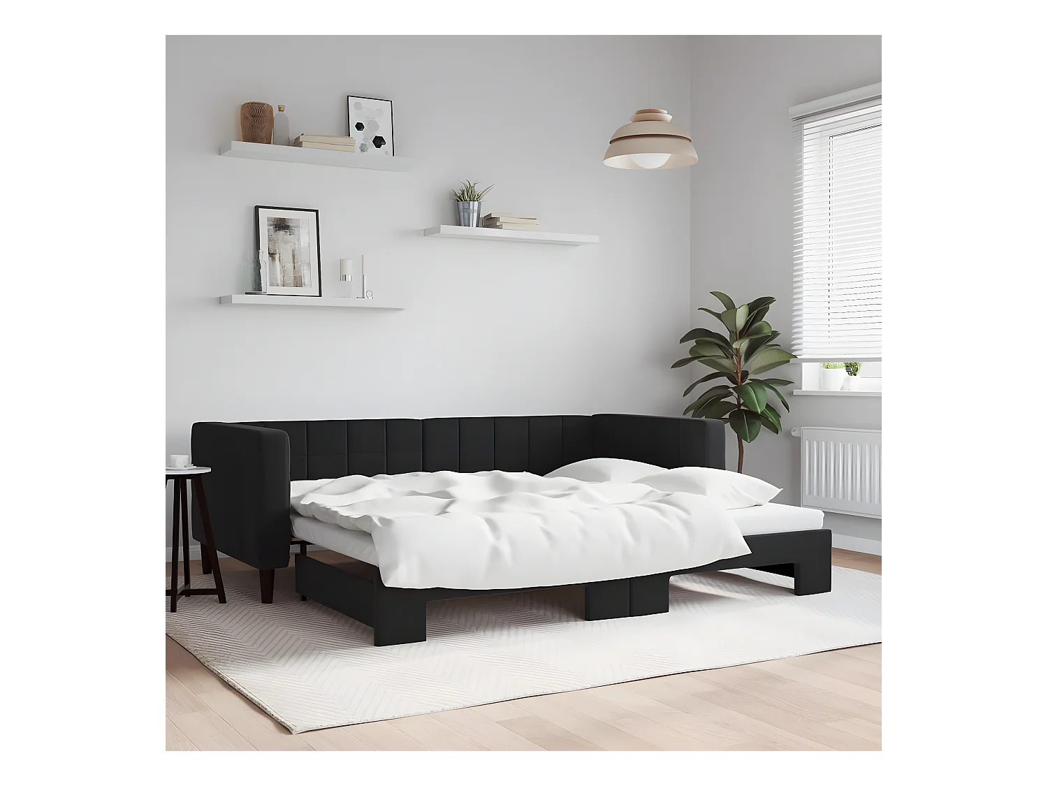 Lit gigogne noir 90x200 cm velours WVGQ7517