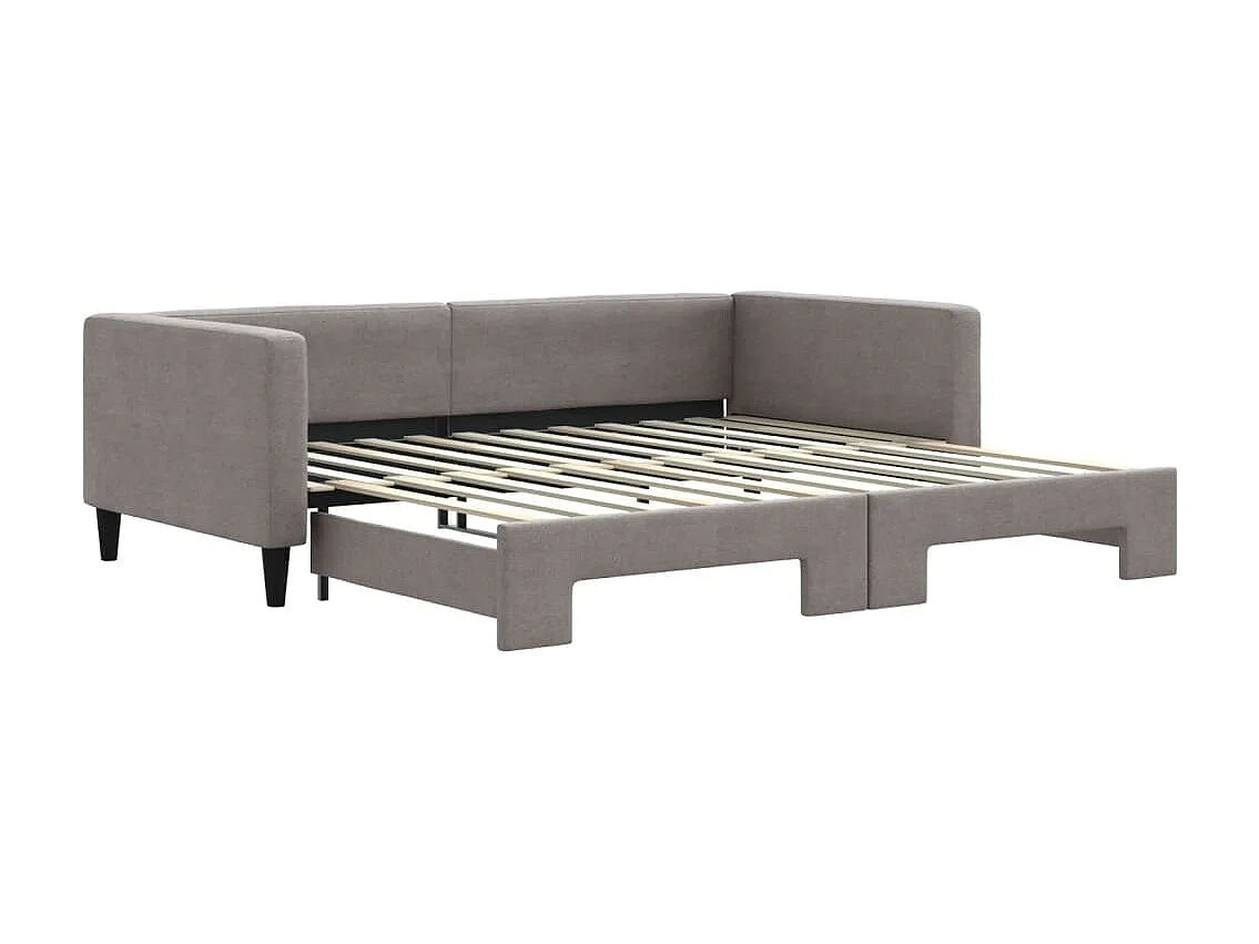 Lit gigogne taupe 100x200 cm tissu ASW68164