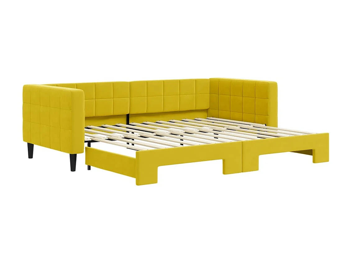 Lit gigogne jaune 90x200 cm velours WVGQ7644