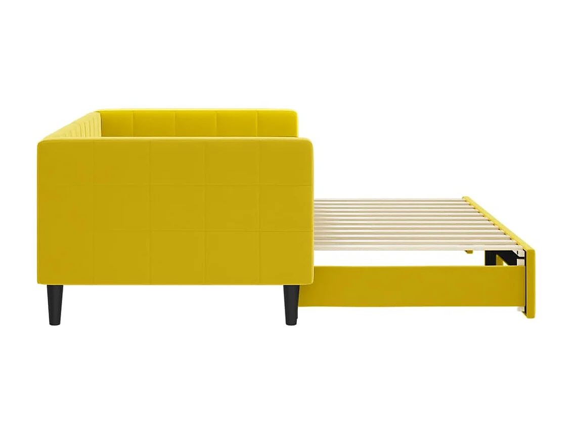 Lit gigogne jaune 90x200 cm velours WVGQ7644