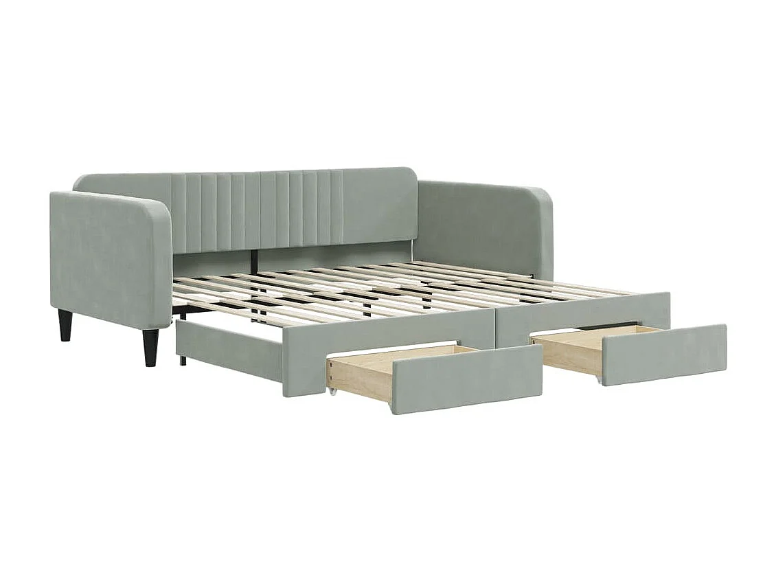 Cama nido con cajones terciopelo gris claro 100x200 cm ES777049