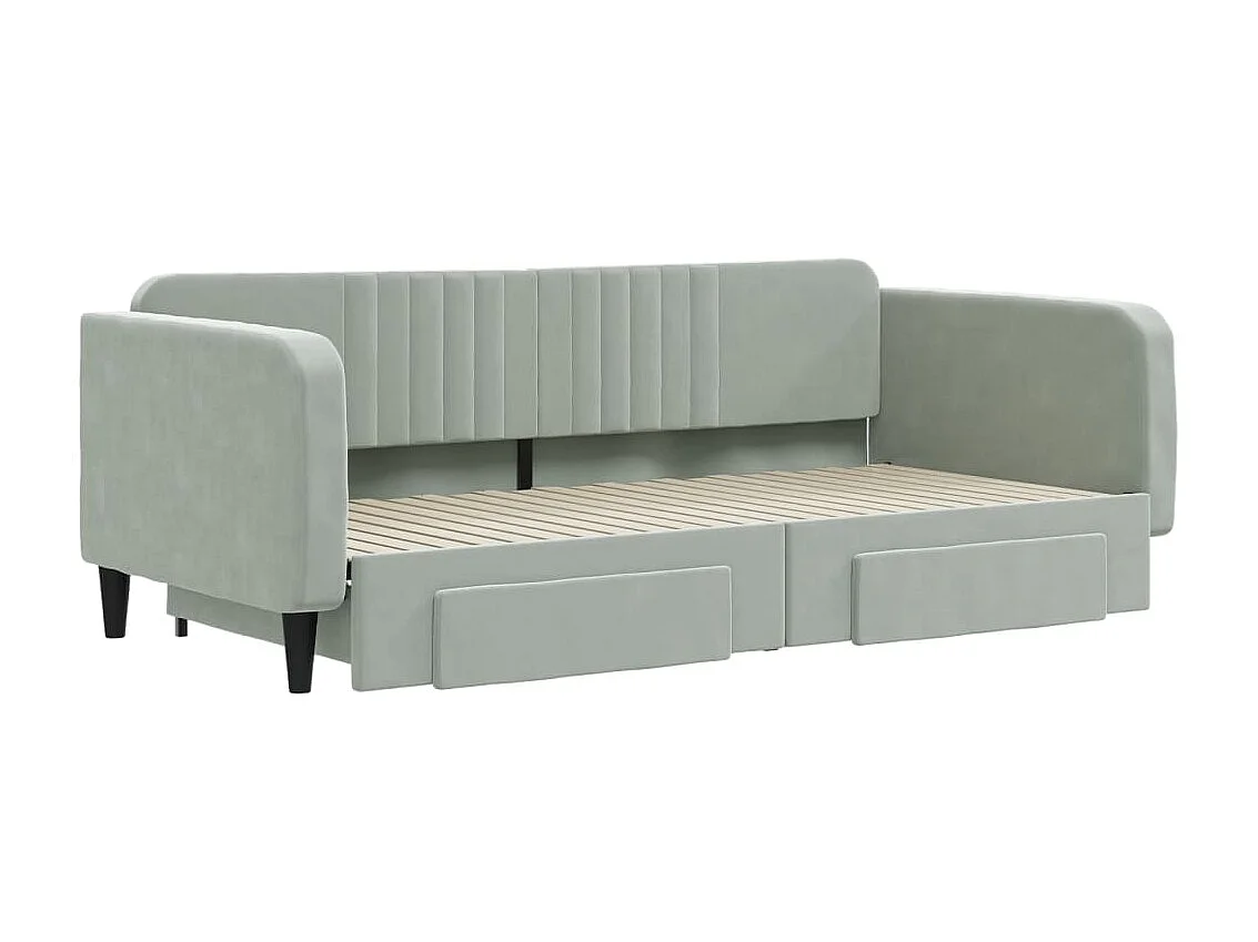 Cama nido con cajones terciopelo gris claro 100x200 cm ES777049