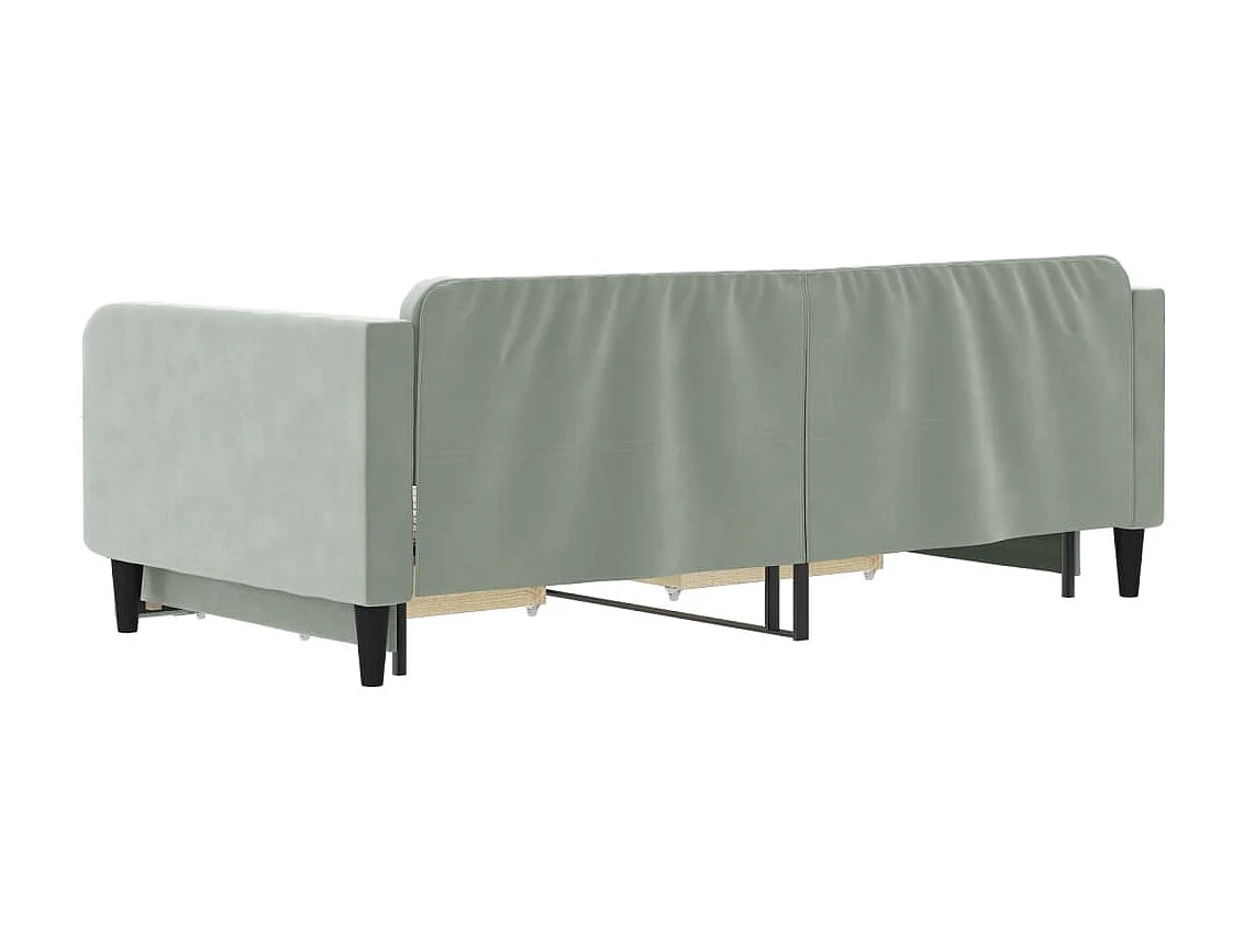 Cama nido con cajones terciopelo gris claro 100x200 cm ES777049