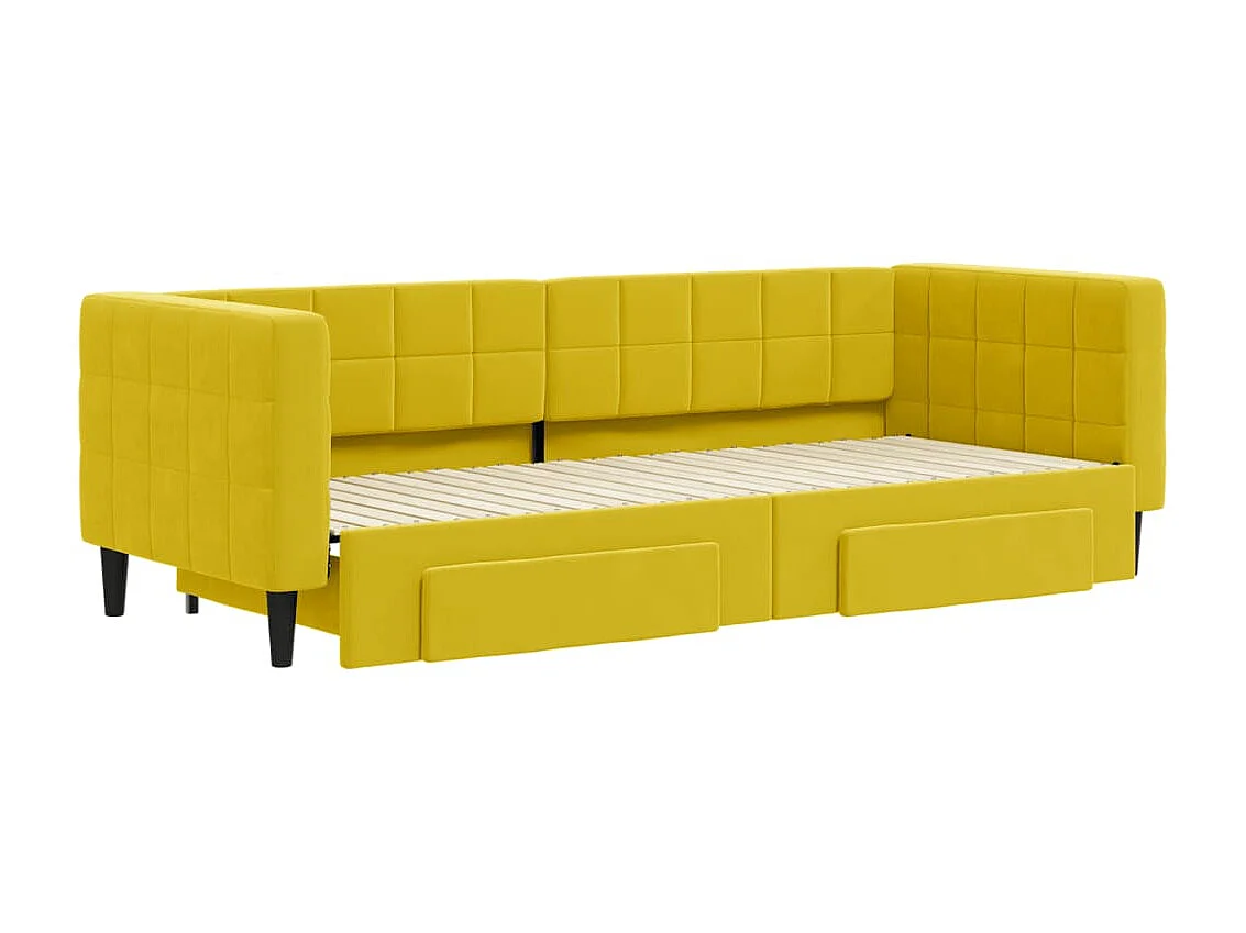 Cama nido - 80x200 cm con cajones terciopelo amarillo ES72258