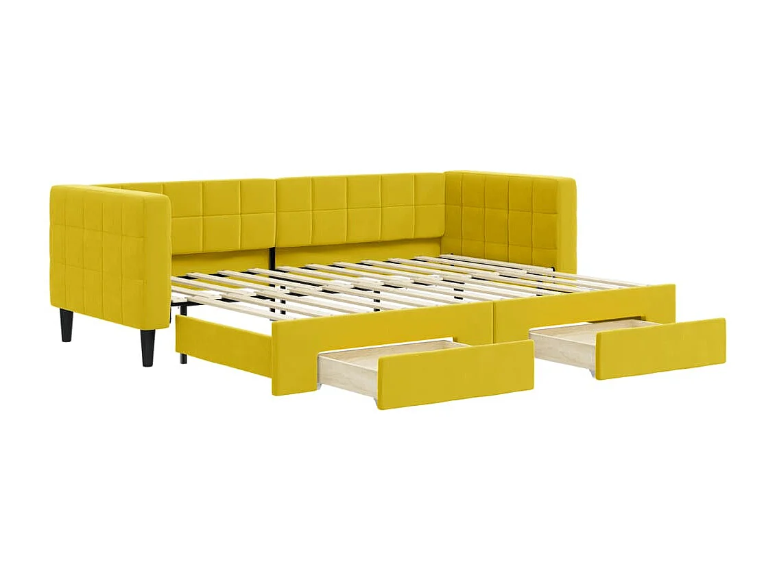 Cama nido - 80x200 cm con cajones terciopelo amarillo ES72258