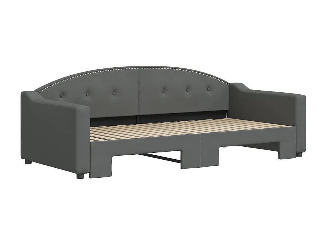 Lit gigogne gris foncé 90x190 cm tissu WVGQ5663