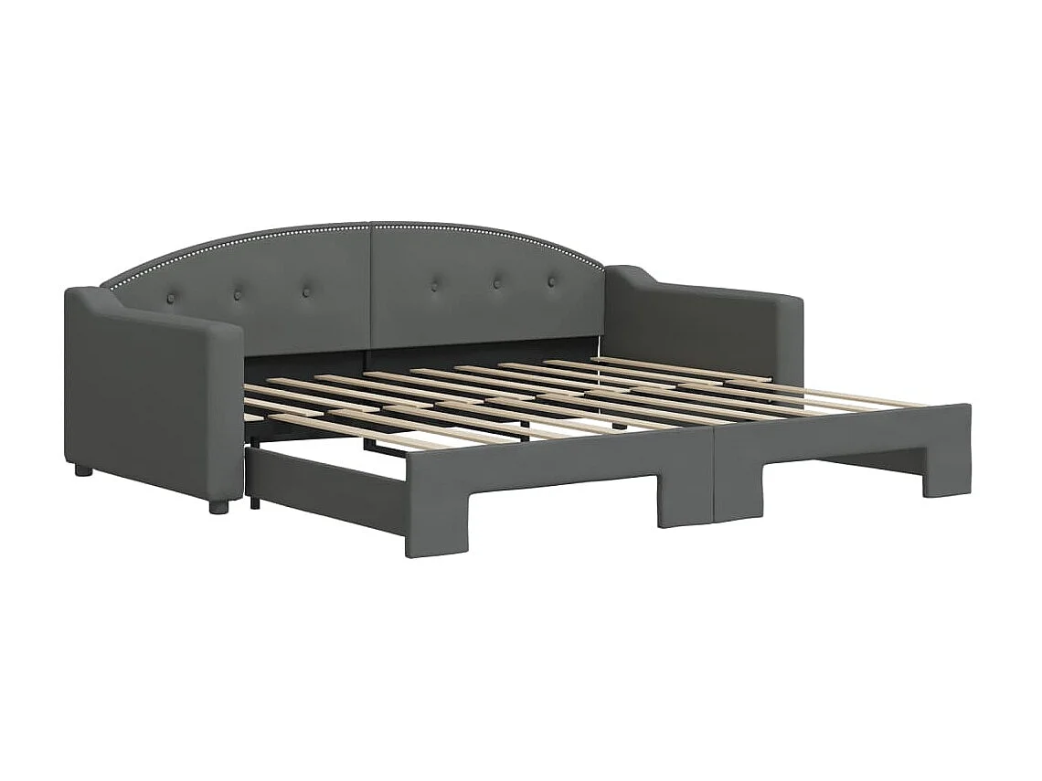 Slaapbank met onderschuifbed 90x190 cm stof donkergrijs NL58084