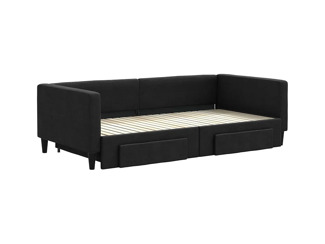 Cama nido con cajones tela negro 100x200 cm ES245949