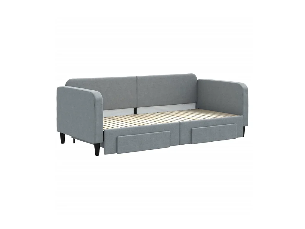 Lit gigogne et tiroirs gris clair 90x200 cm tissu WVGQ4433