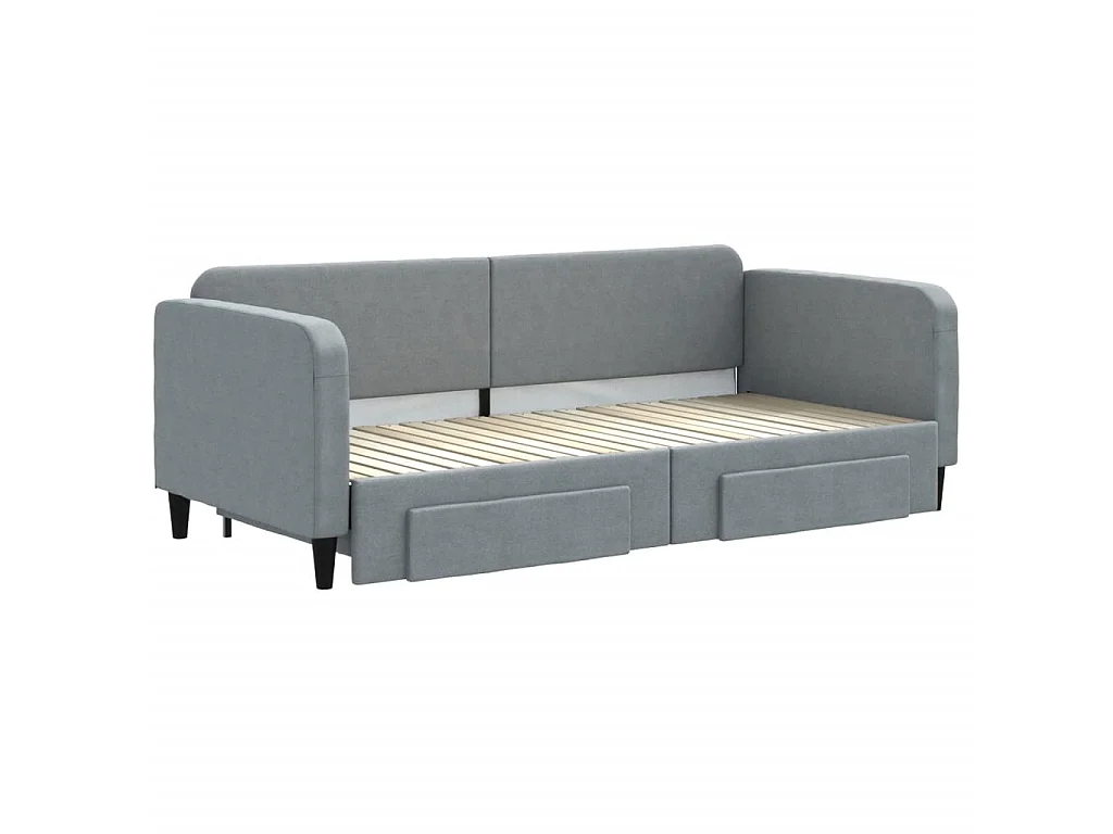 Cama nido - 90x200 cm con cajones tela gris claro ES68973