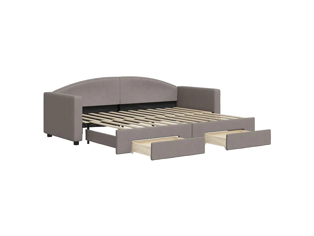 Cama dupla/gavetas 80x200 cm tecido cinza-acastanhado PT670510