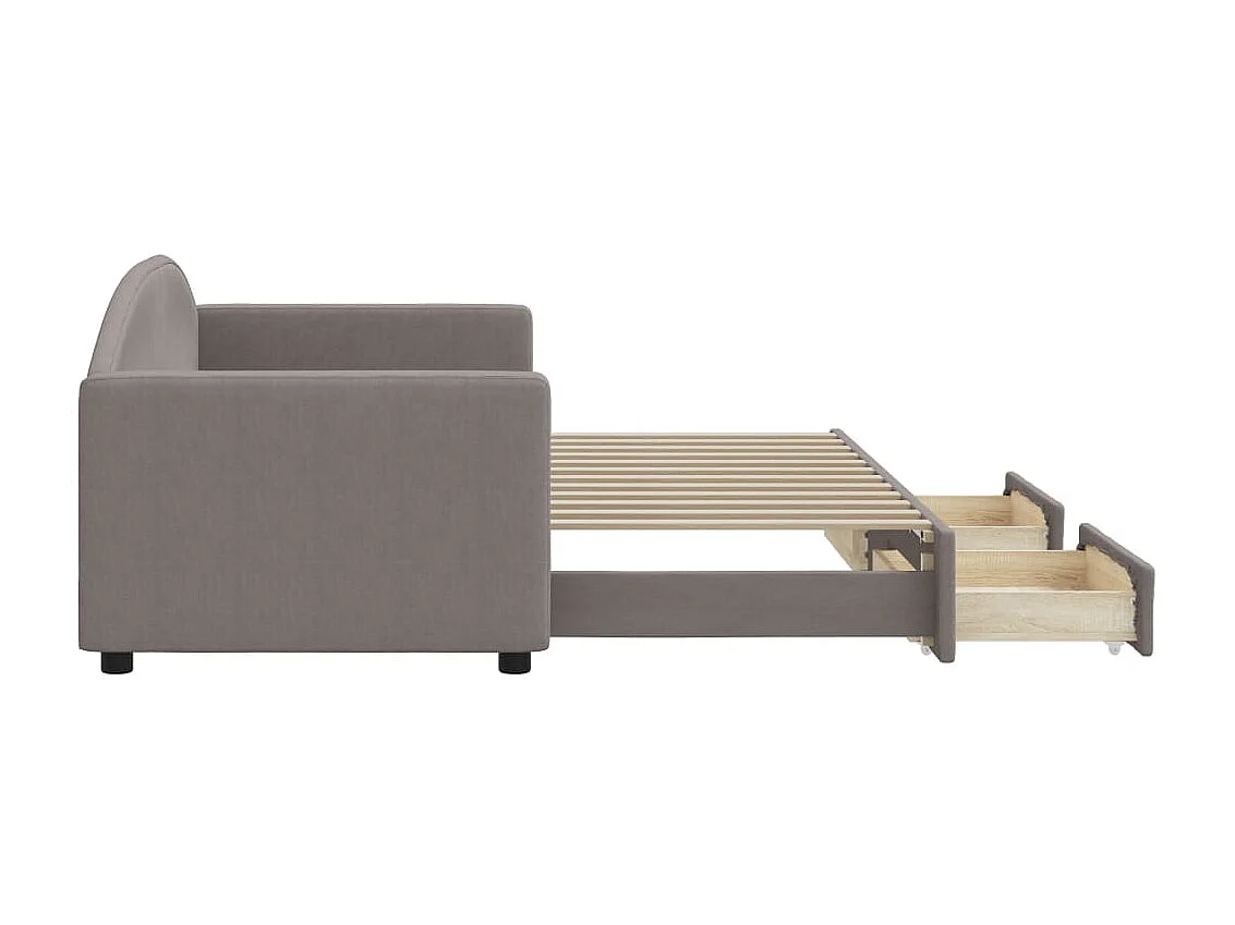 Lit gigogne et tiroirs taupe 80x200 cm tissu WVGQ3972