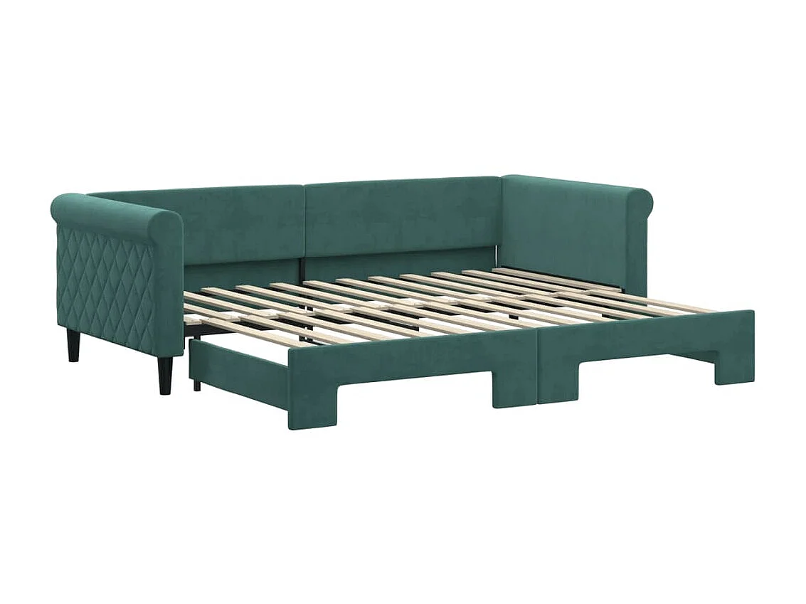 Lit gigogne vert foncé 90x200 cm velours WVGQ6544