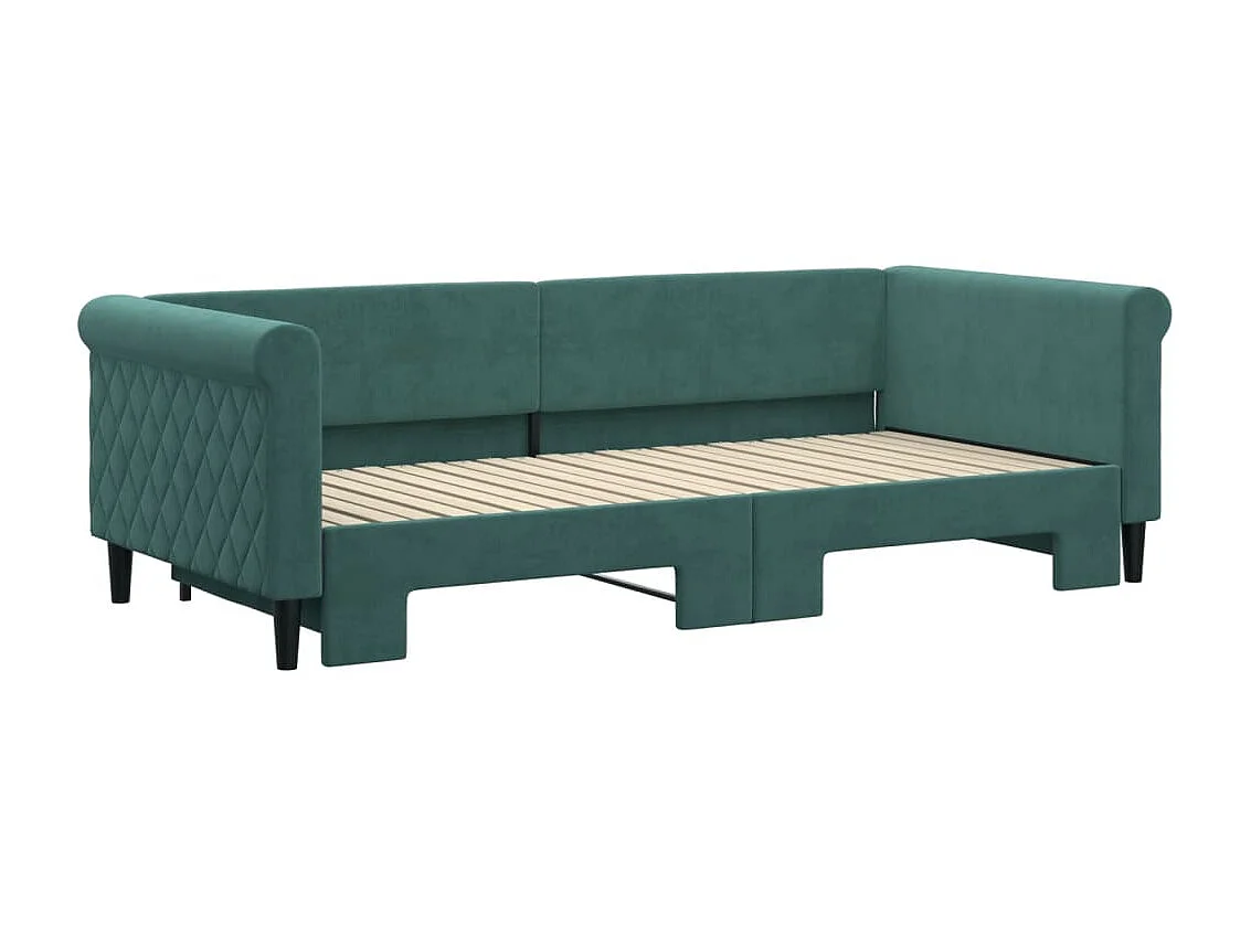 Lit gigogne vert foncé 90x200 cm velours WVGQ6544