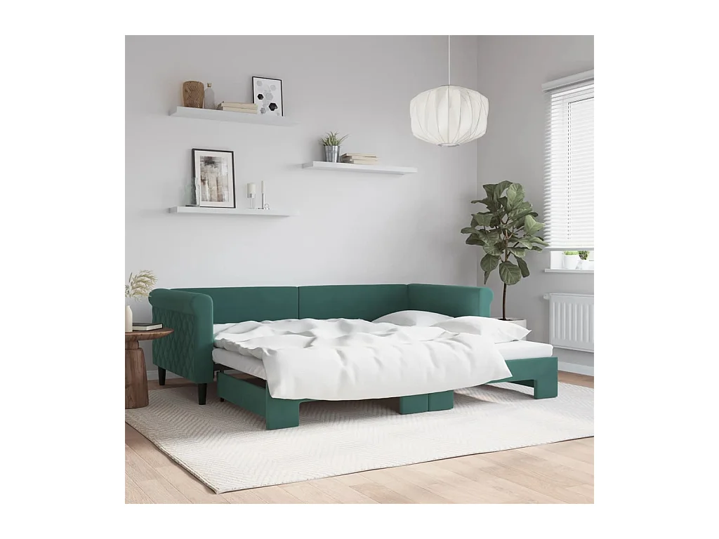 Cama nido terciopelo verde oscuro 90x200 cm ES726790