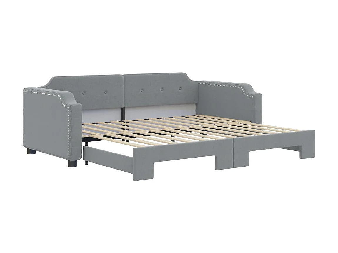 Lit gigogne gris clair 100x200 cm tissu WVGQ9530