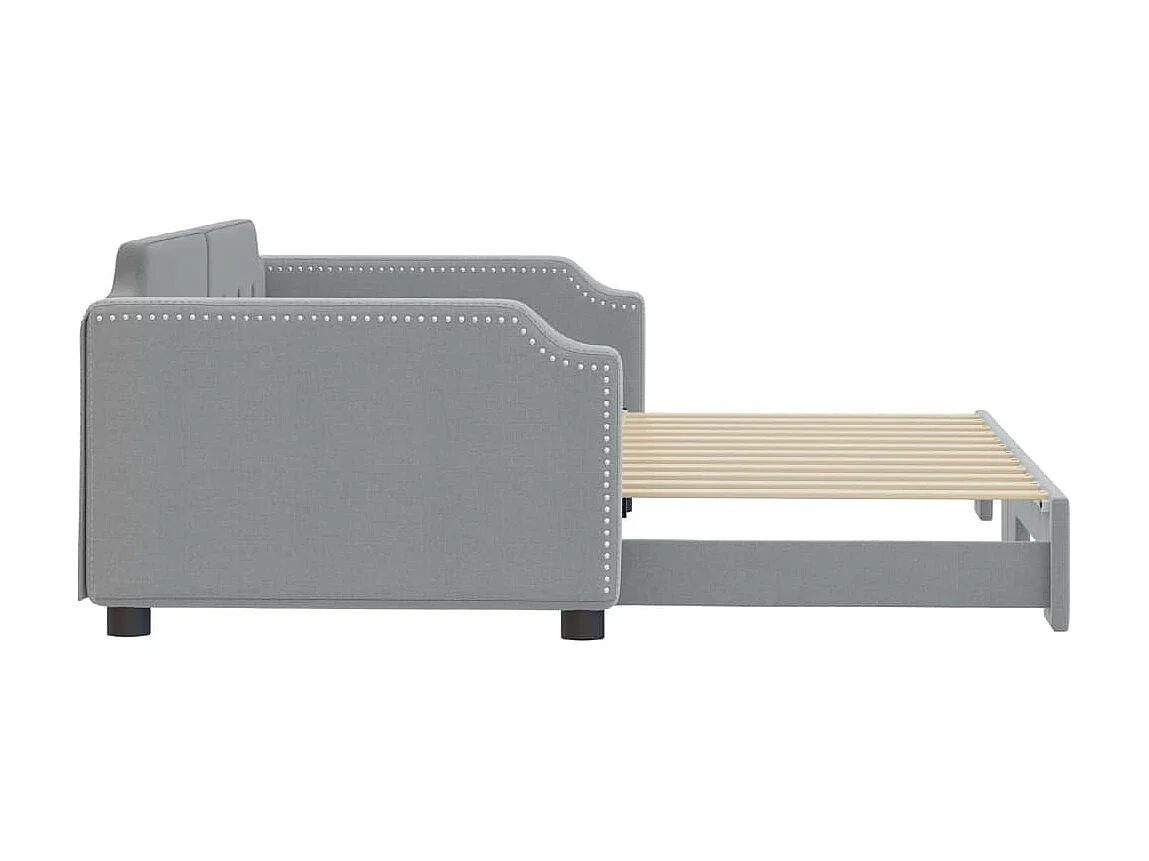 Lit gigogne gris clair 100x200 cm tissu WVGQ9530