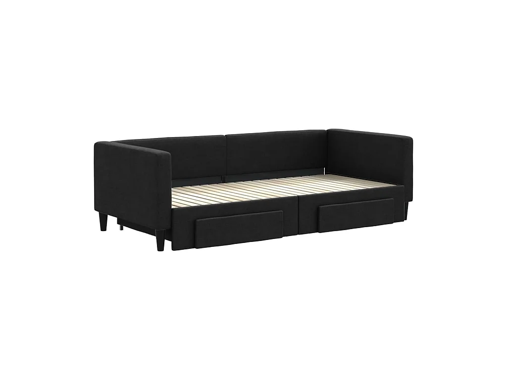 Cama nido - 90x200 cm con cajones tela negro ES69569