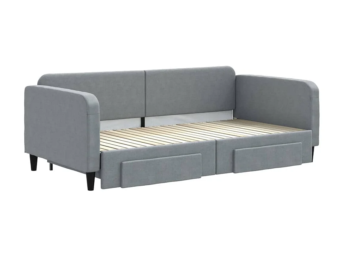 Cama dupla c/ gavetão e gavetas 100x200 cm tecido cinzento-claro PT396371